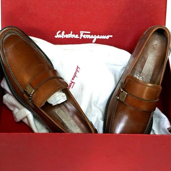 Salvatore Ferragamo Men\'s Tobacco Buckle Shoes -Sz 7.5